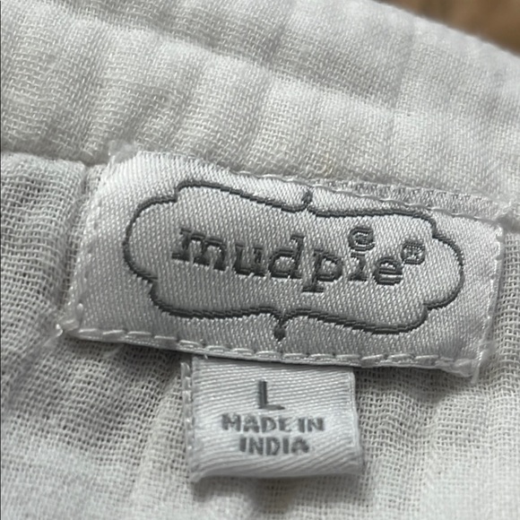 Mud Pie ADDISON OFF WHITE CRINKLE COTTON BUTTON UP DRESS, SIZE L - Picture 3 of 8